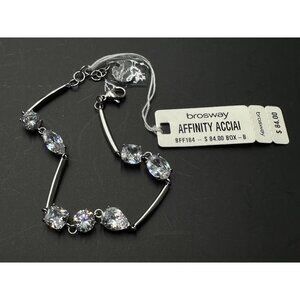 Brosway Affinity Stainless Steel Bracelet Clear CZ Station Link Adjustable New